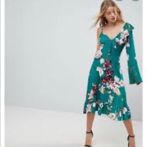 Green floral dress by boohoo
